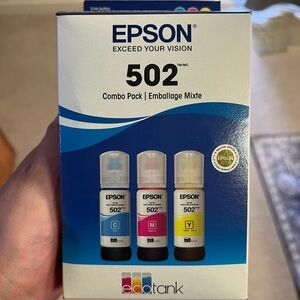 NIB Epson 502 Ink Bottles - Cyan, Magenta, Yellow Combo Pack for Ecotank Printer